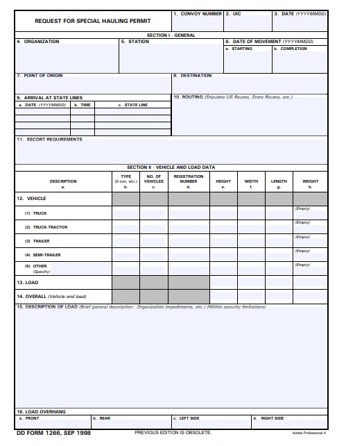 DD Form 1266 form preview