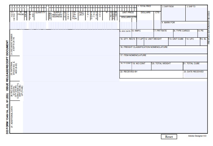 DD Form 1348-1A form preview