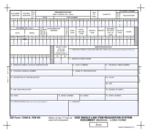 DD Form 1348-6 form preview