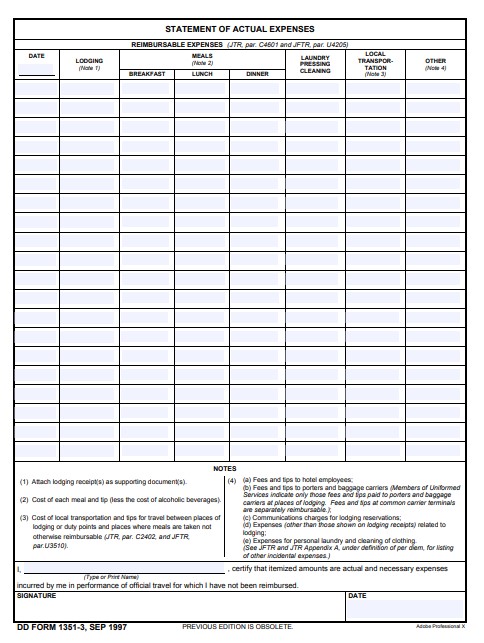 DD Form 1351-3 form preview
