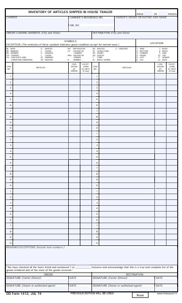 DD Form 1412 form preview