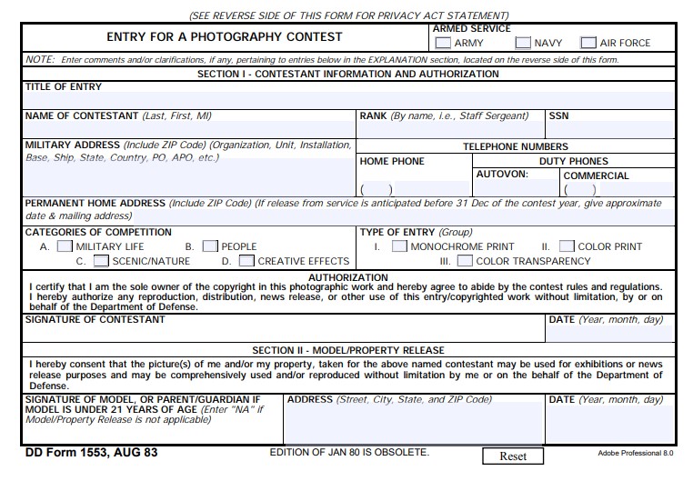 DD Form 1561 form preview