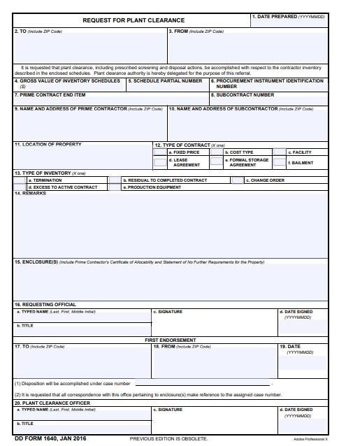 DD Form 1640 form preview