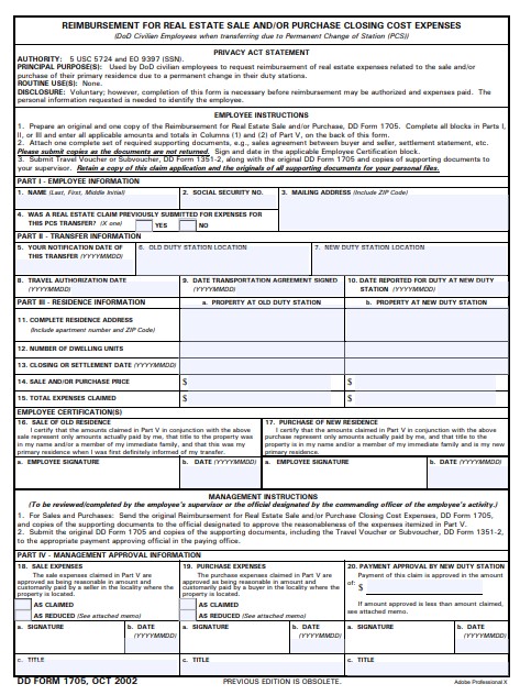 DD Form 1705 form preview