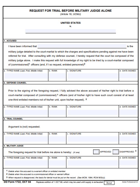 DD Form 1722 form preview