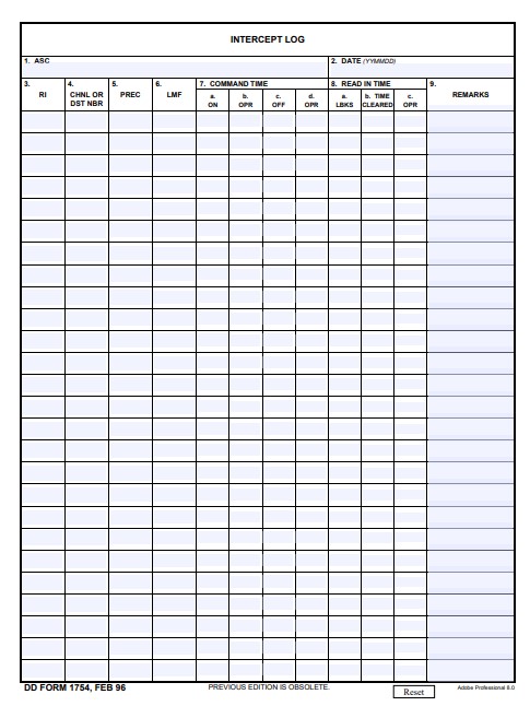 DD Form 1754 form preview