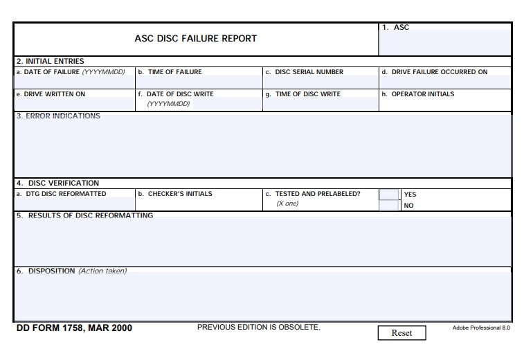 DD Form 1758 form preview