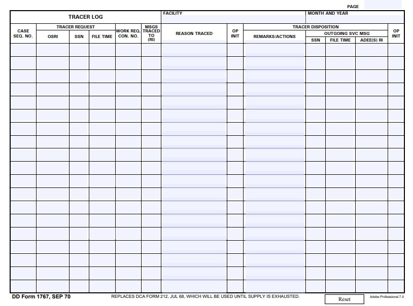 DD Form 1767 form preview