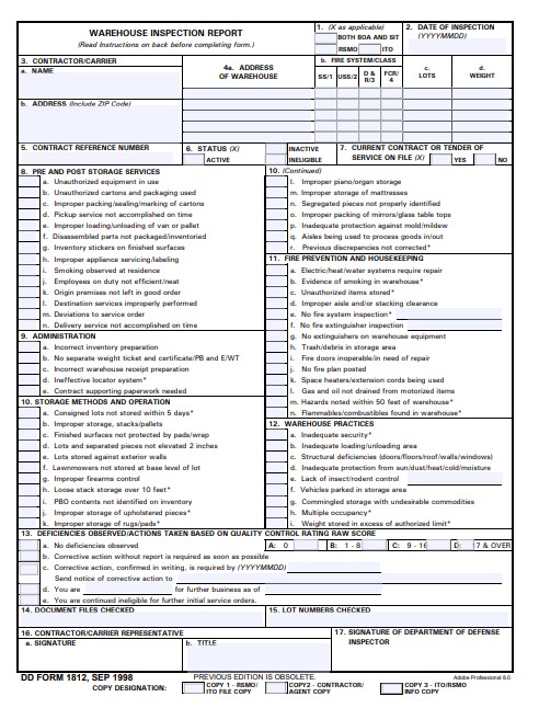 DD Form 1812 form preview