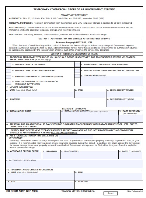 DD Form 1857 form preview