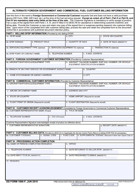 DD Form 1898-F form preview