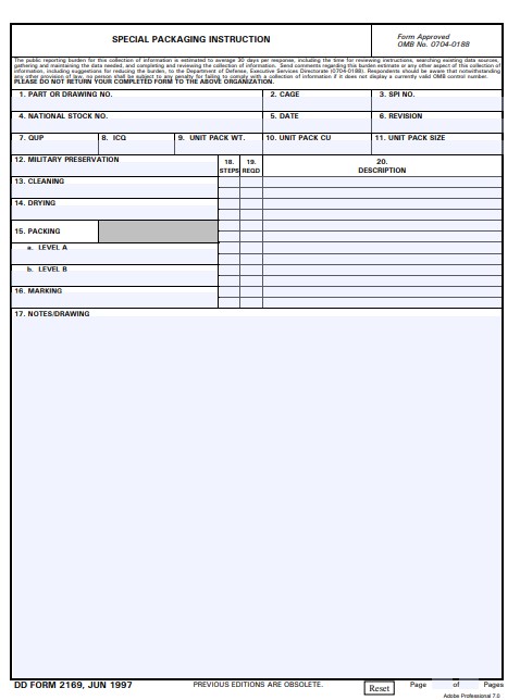 DD Form 2169 form preview