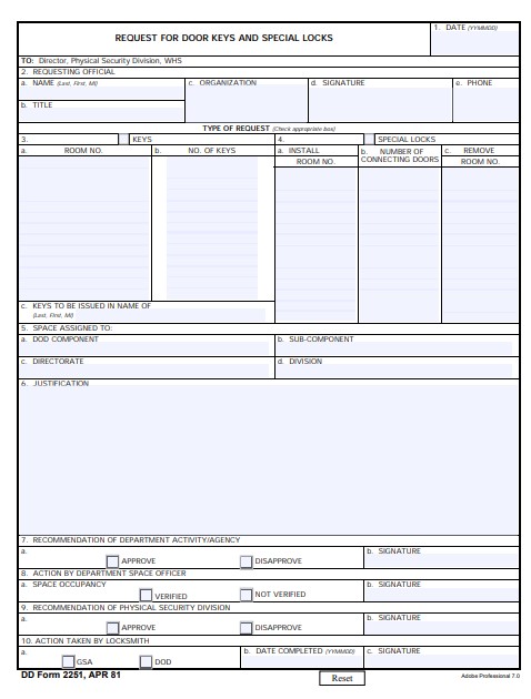 DD Form 2251 form preview