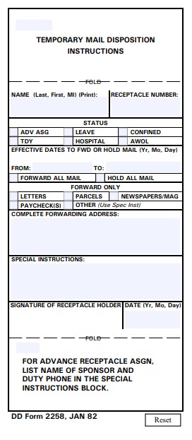 DD Form 2258 form preview
