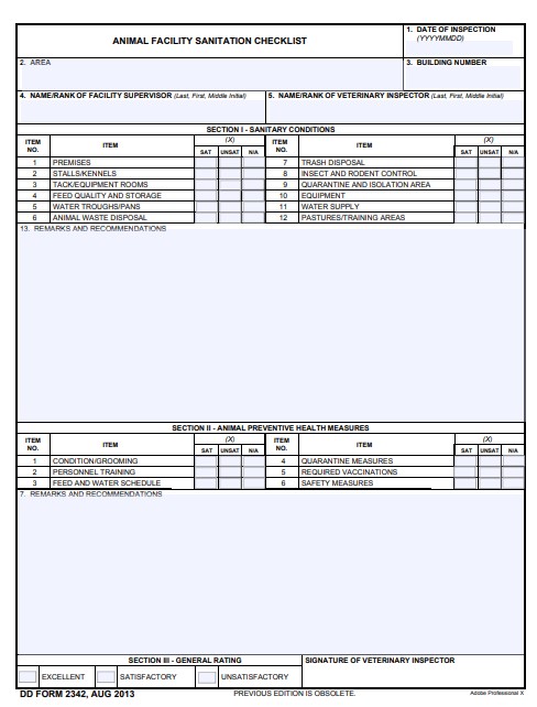 DD Form 2342 form preview