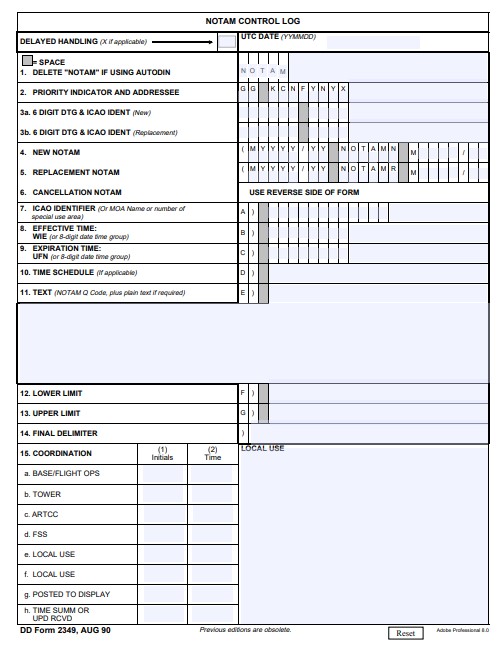 DD Form 2349 form preview