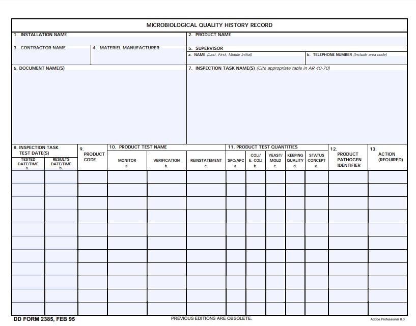DD Form 2385 form preview