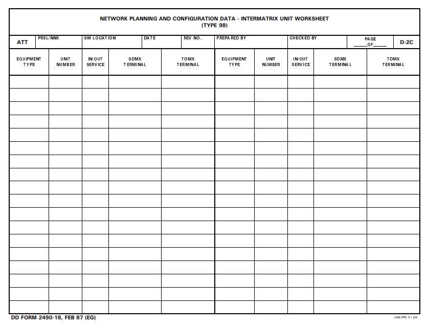DD Form 2490-18 form preview