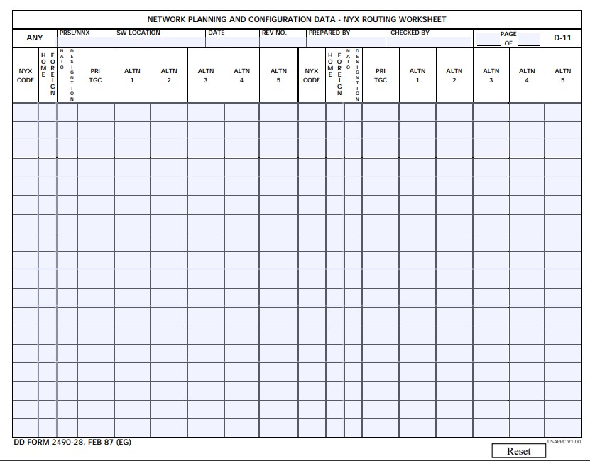 DD Form 2490-28 form preview