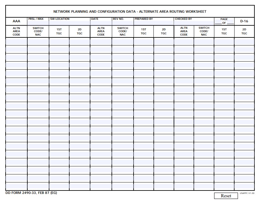 DD Form 2490-33 form preview
