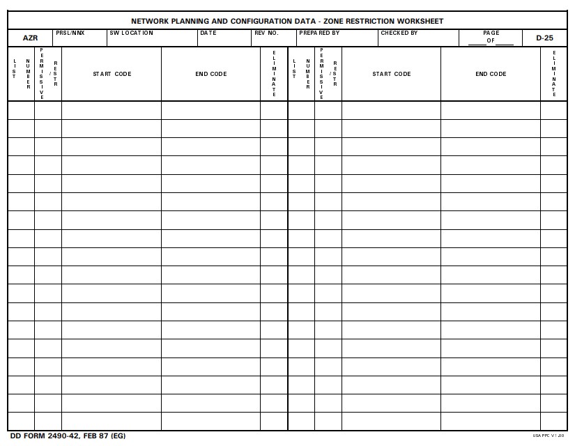 DD Form 2490-42 form preview