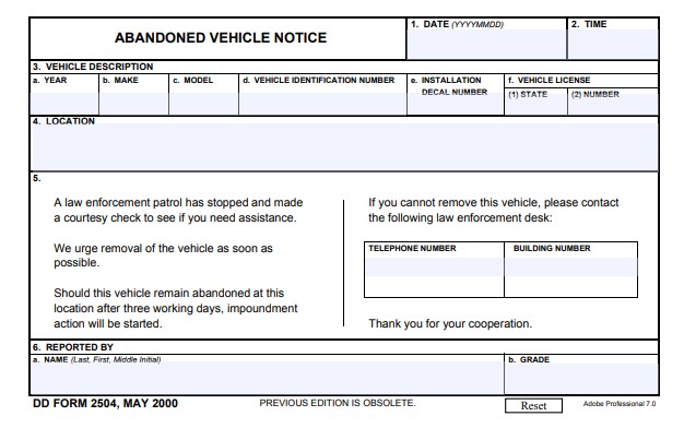 DD Form 2504 form preview