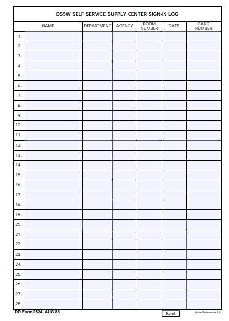 DD Form 2524 form preview