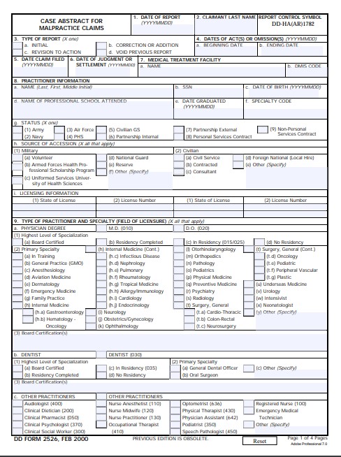DD Form 2526 form preview