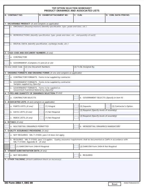 DD Form 2554-1 form preview
