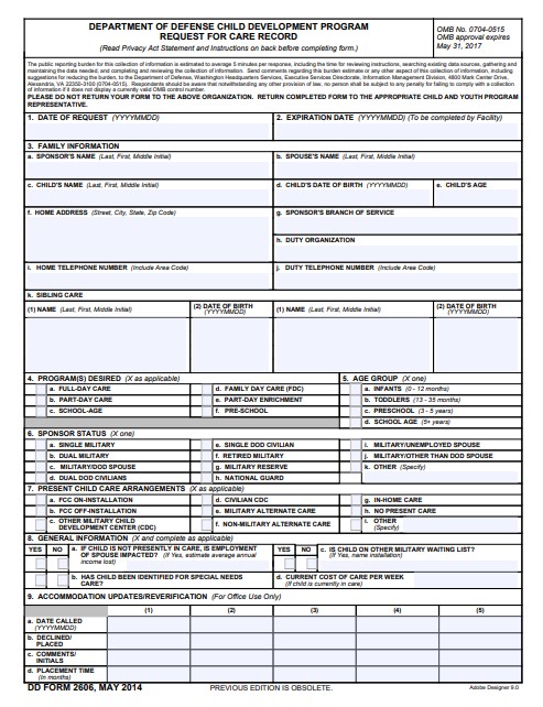 DD Form 2606 form preview
