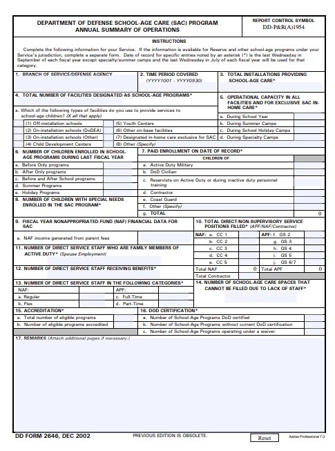 DD Form 2646 form preview