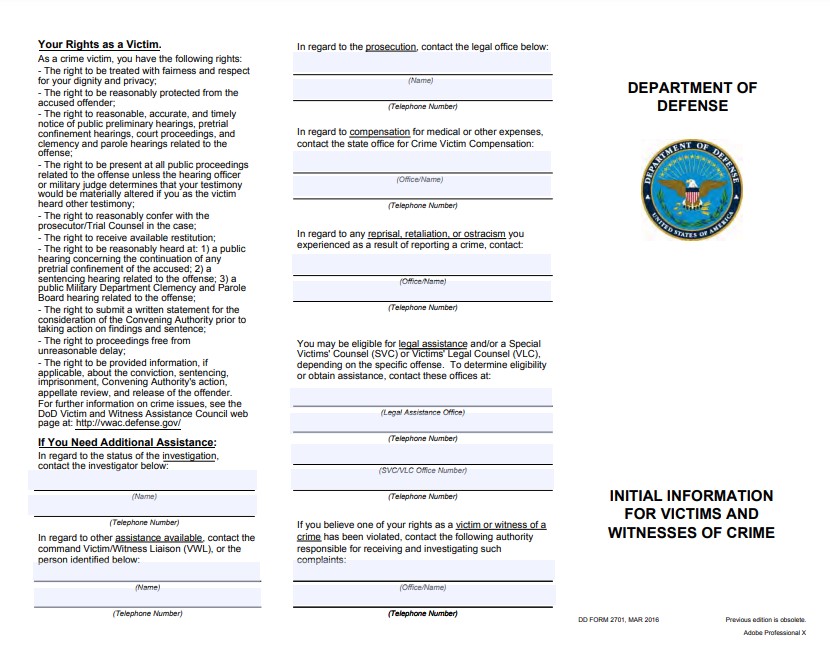DD Form 2701 form preview