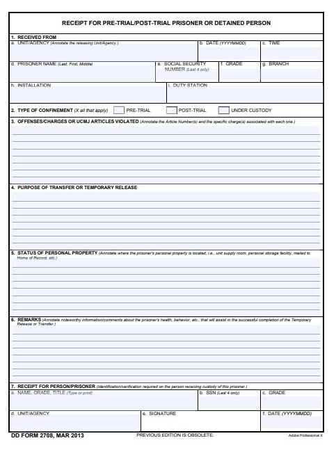 DD Form 2708 form preview