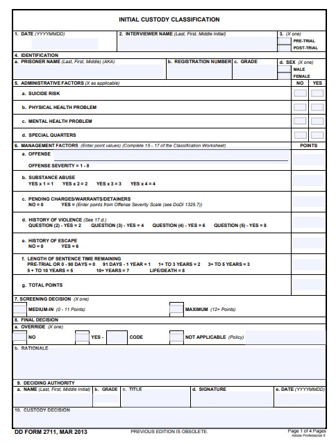 DD Form 2711 form preview