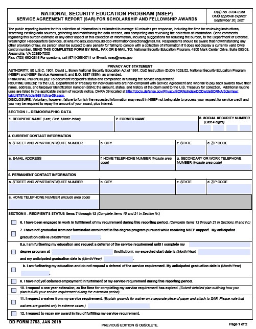 DD Form 2753 form preview