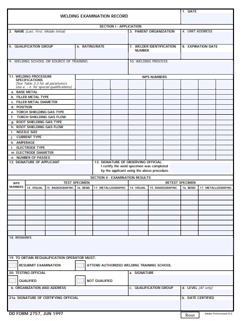 DD Form 2757 form preview