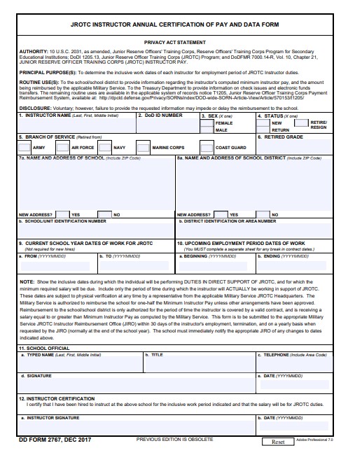 DD Form 2767 form preview