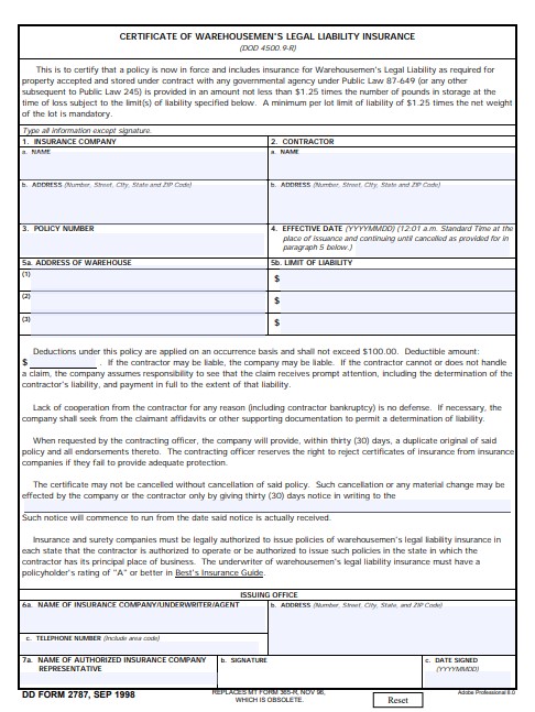 DD Form 2787 form preview