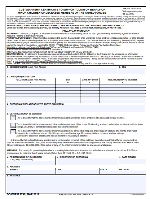 DD Form 2790 form preview