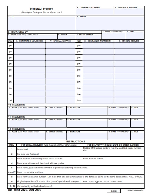 DD Form 2825 form preview