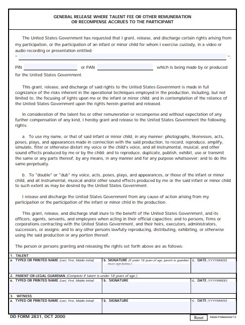 DD Form 2831 form preview