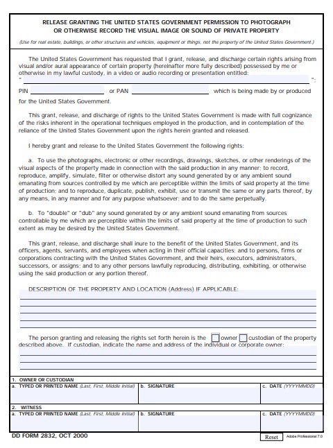 DD Form 2832 form preview