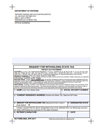 DD Form 2868 form preview