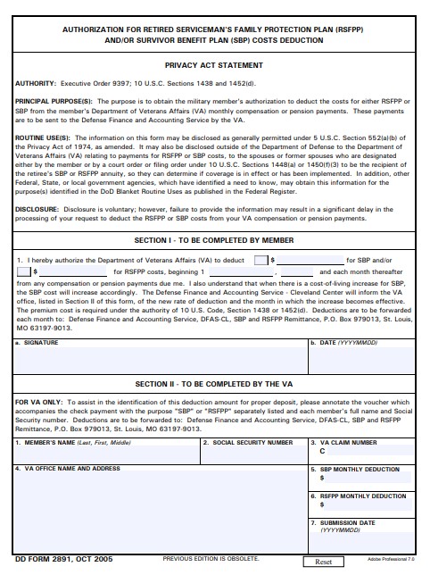 DD Form 2891 form preview