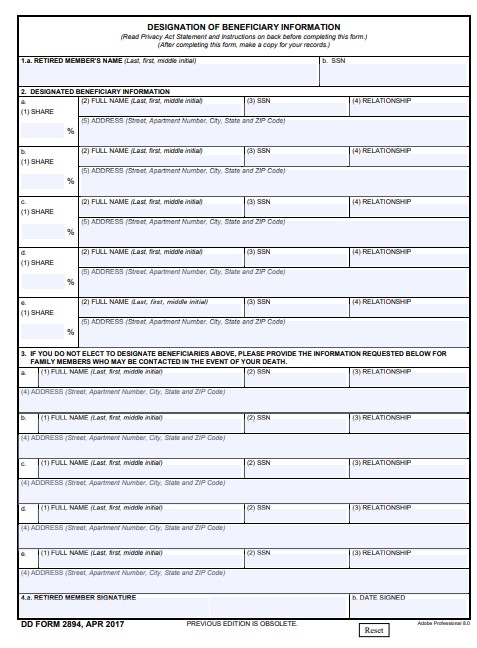 DD Form 2894 form preview