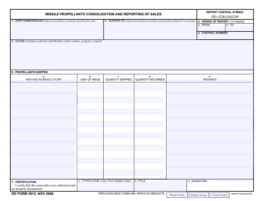 DD Form 2913 form preview