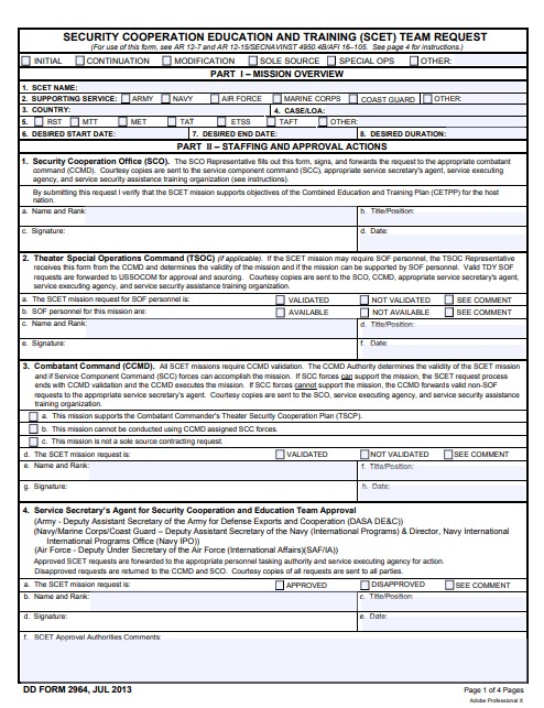 DD Form 2964 form preview
