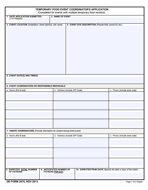 DD Form 2975 form preview