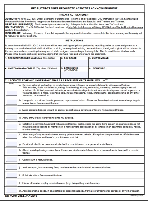 DD Form 2982 form preview