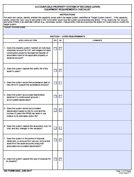DD Form 3042 form preview